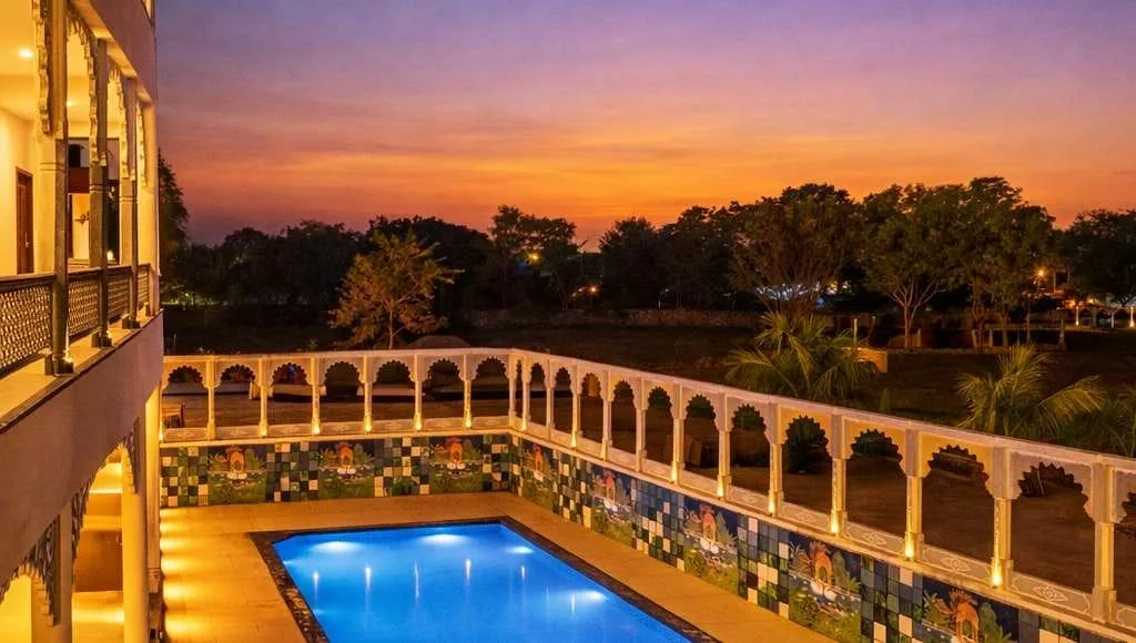 Mewar Resort terrace pool near the rooftop restaurant