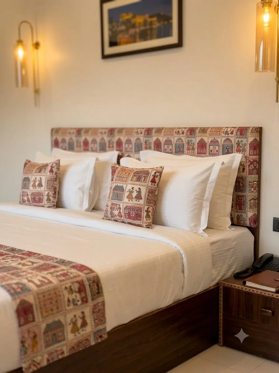 Mewar Resort Private Pool Villa bed detail