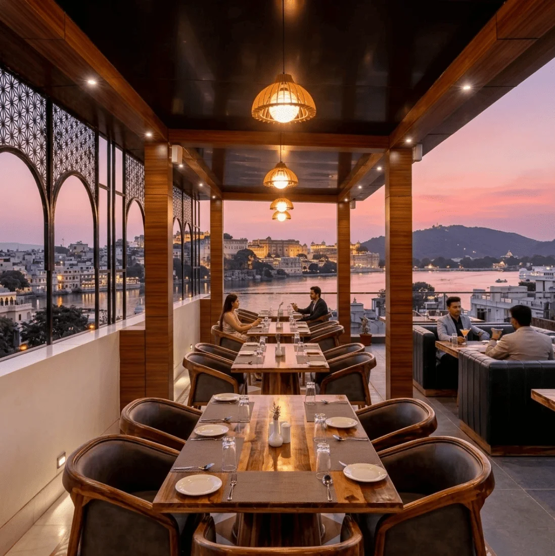 Aravali Tree rooftop dining and pool deck
