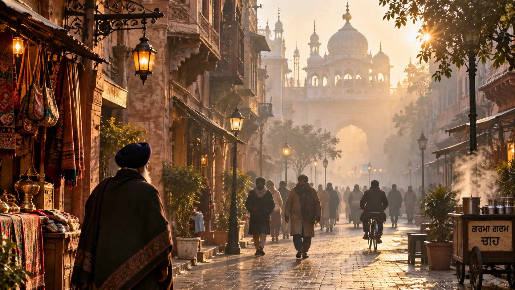 Amritsar old city streets on a cool winter morning